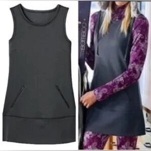 Athleta Hot When You’re Not scba knt flce drss w 2 frnt zp  pckts & bnd hm SZ MP